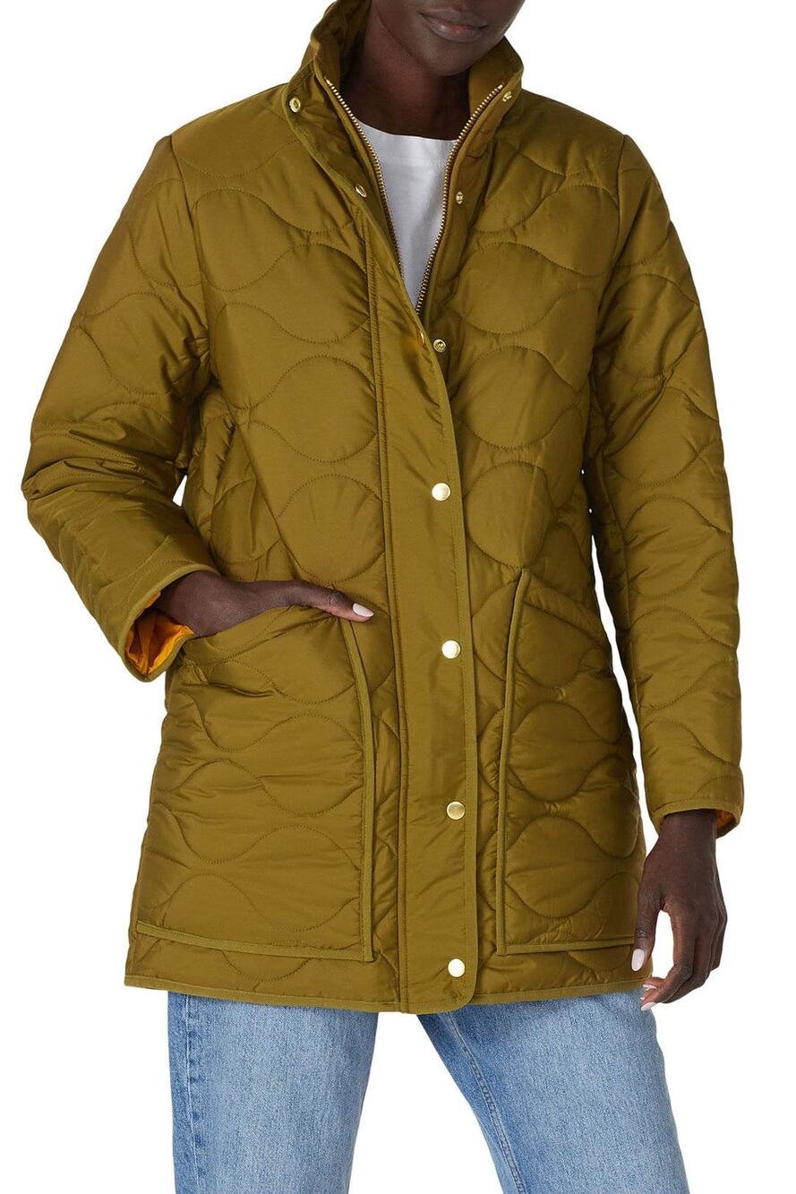 J.Crew Green Quilted Cocoon Signature Puffer Jacket with PrimaLoft Size Small
